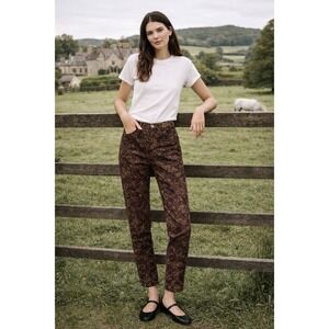 Lauren Ralph Lauren Women Brown Floral Print Heritage Western Size 4